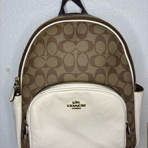 Coach Signature Brown and Cream Backpack